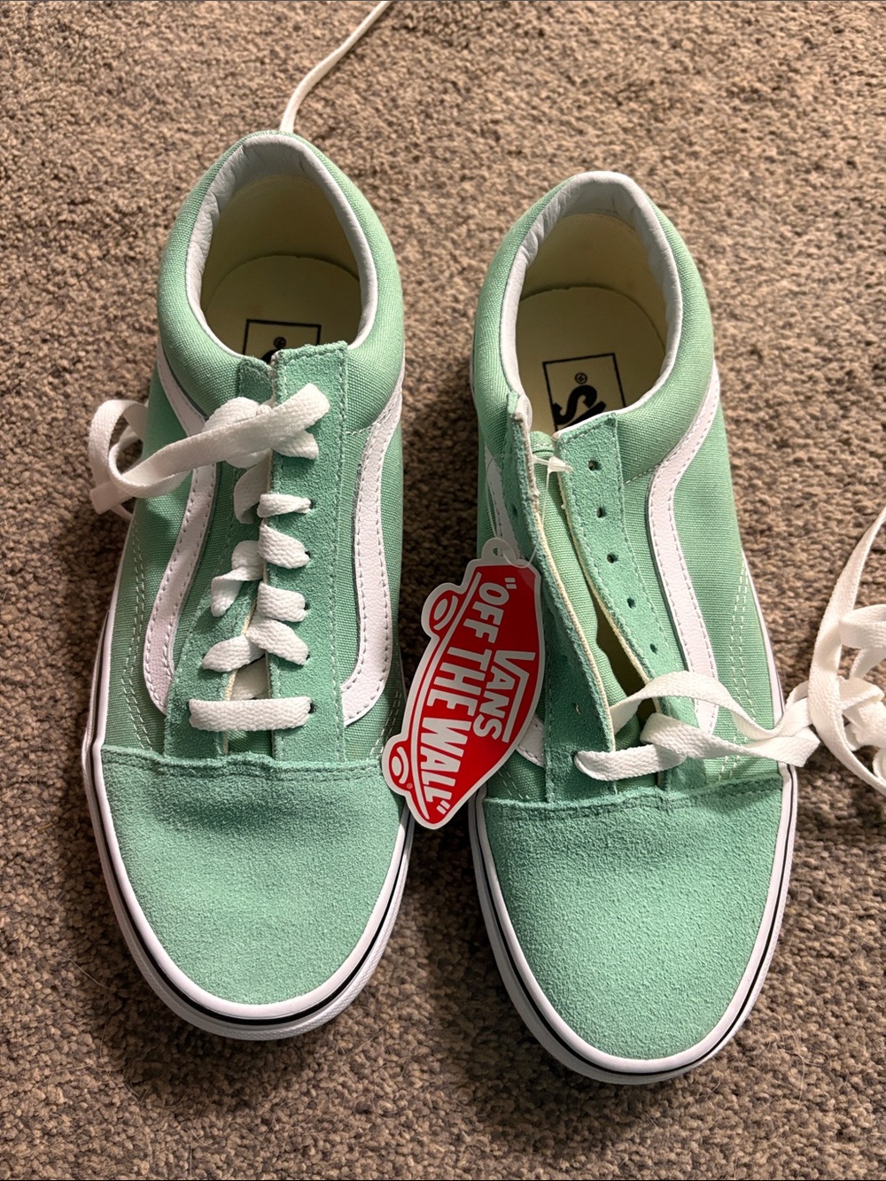 Vans Mint Green Old Skool Sneakers with White Stripe